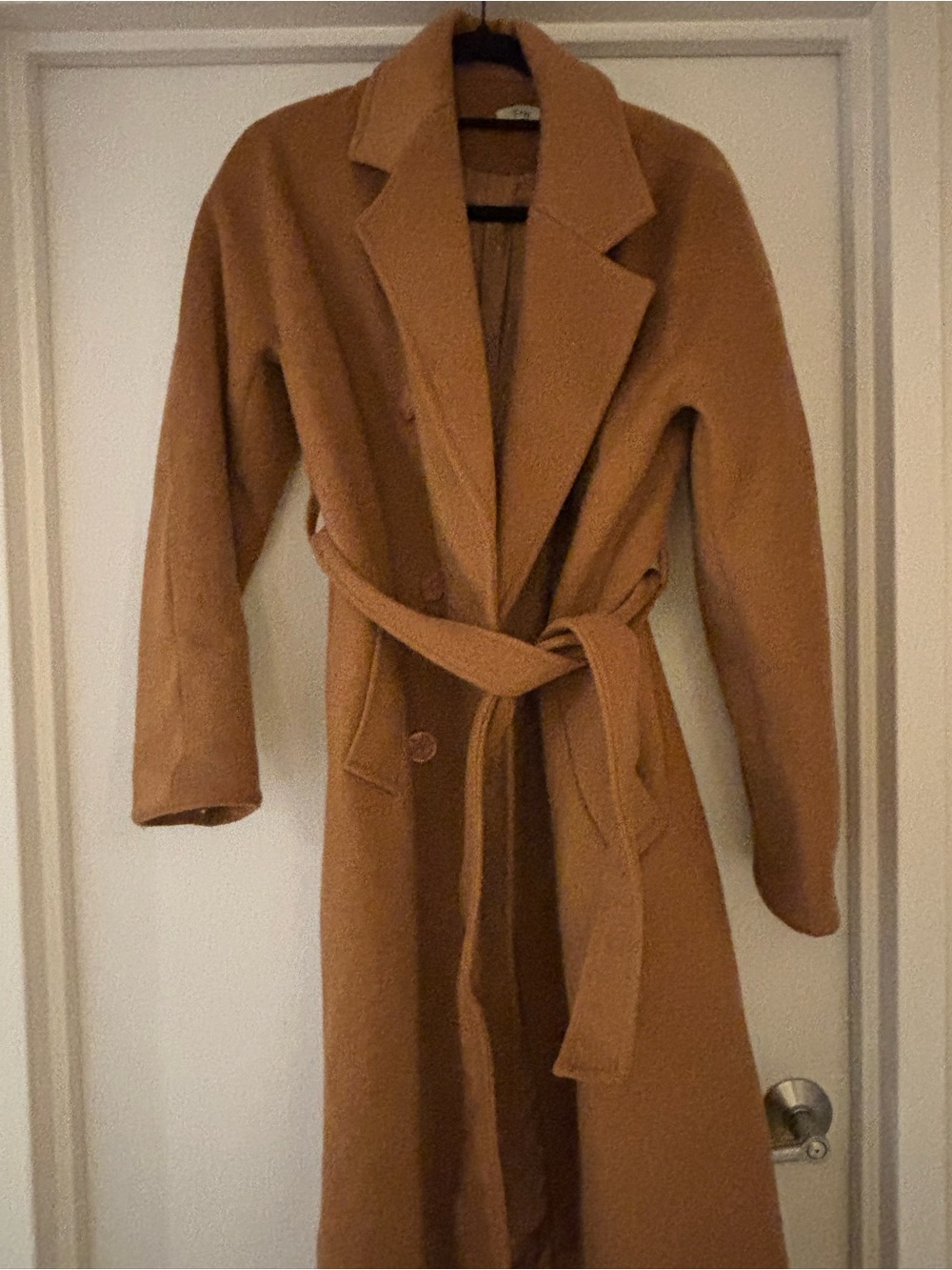 Women's Long Belted Trench Coat in Camel